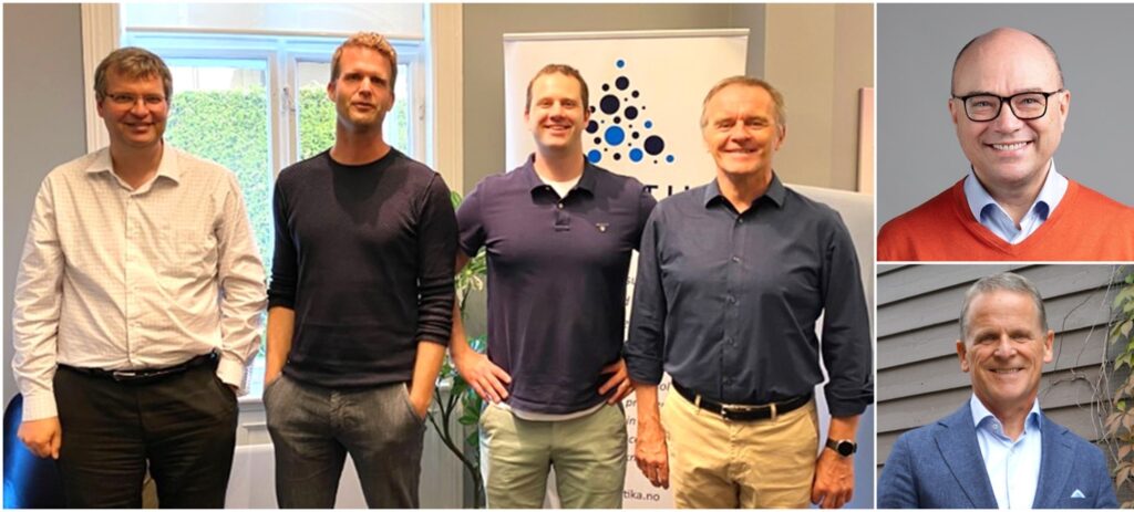 Bilde av Asbjørn Aandstad, Lars Aga Reisæter, Sindre Ones (alle Analytika AS) og Stein Jensen (IPM). Øystein Sydnes (IPM)øverst til høyre og Tom Rasmussen (TR Consulting nederst til høyre.